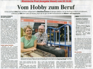 Bericht der Rheinischen Post (Lokalausgabe Wesel) vom 05.10.06 - zum VergrÃ¶Ãern auf Bild klicken